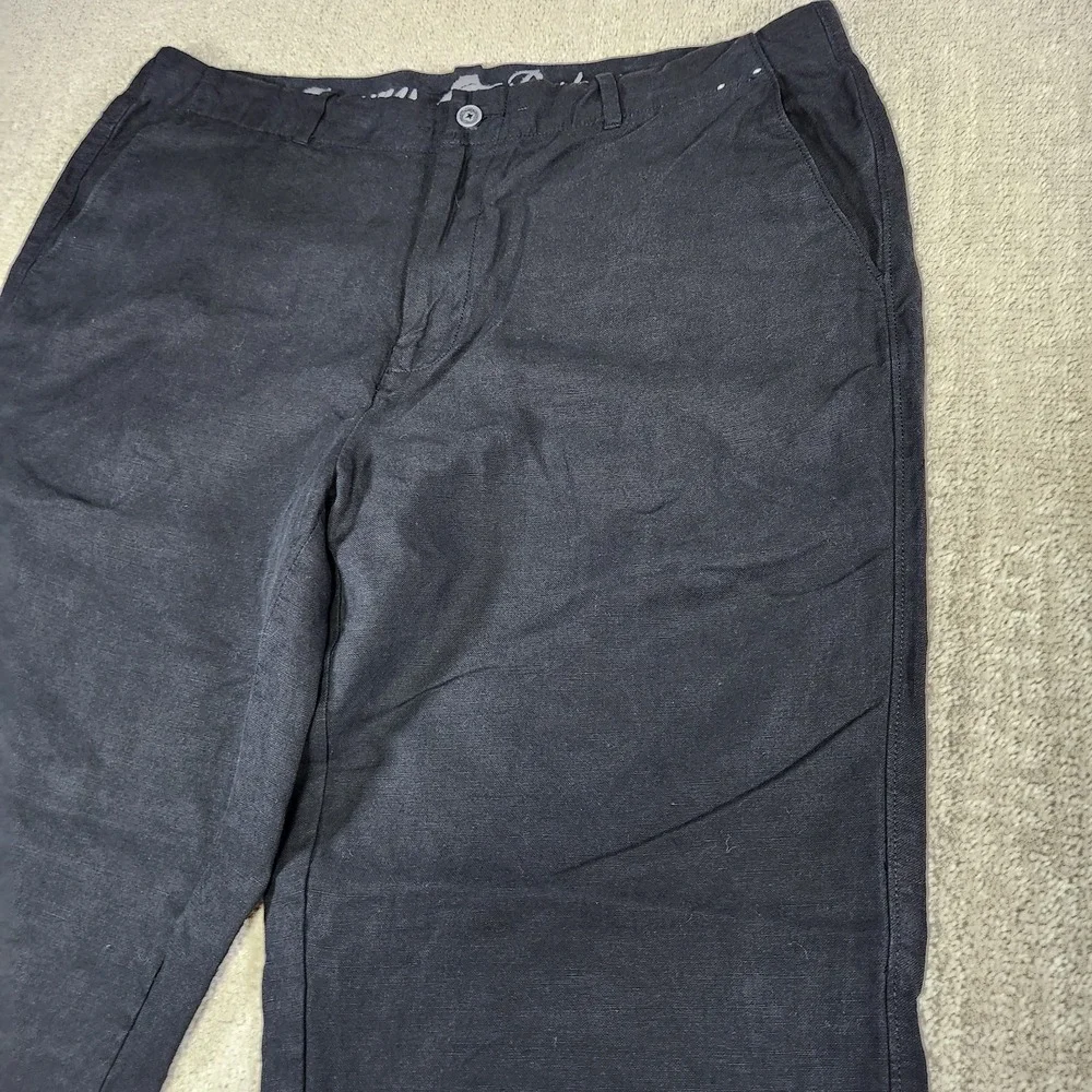 Tommy Bahama Pants Men 36x29*READ Linen Silk Blend Black High Rise Trouser Flowy